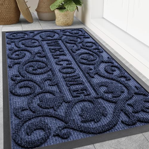 Smiry Front Door Mat Outside Entrance, Low Profile Rubber Doormat by Smiry