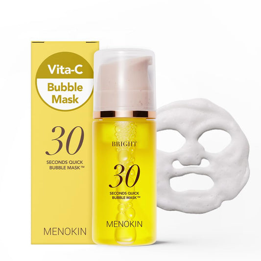 MENOKIN 30 Seconds Quick Bubble Mask [BRIGHT] - [Vitamin C] [Glutathione & Niacinamide] in Micro-bubbles for Dark Spots, Uneven Skin Tone, Korean Skin Care Essential, 70 Uses, 3.21 fl.oz