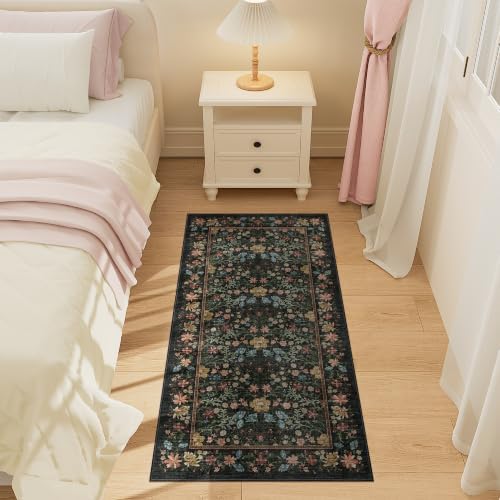 DUKINO 2x4 Rug, Washable Vintage Floral Bathroom Runner Rug - Image 3