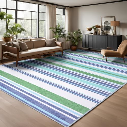 Area Rug 4x6 Blue Rug Washable Rugs Non Slip Low Pile Small Carpet - Image 4