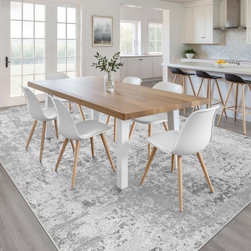 LOONGRUG 7x9 Area Rug Washable Neutral Modern Living Room Rug Light Gray - Image 5