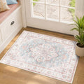 CAPALOCA 2x3 Washable Nursery Girls Low Pile Area Rug Pink Blue by CAPALOCA