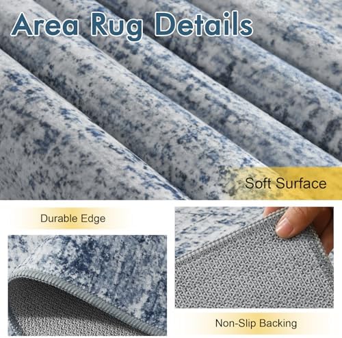 4ft Round Abstract Washable Area Rug - Image 6