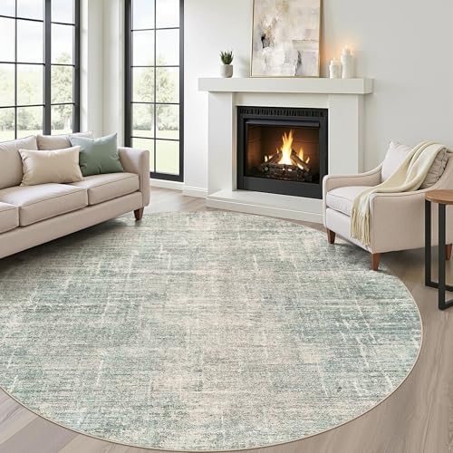LOONGRUG Round Rug 7x7 Washable Neutral Modern Rug by LOONGRUG