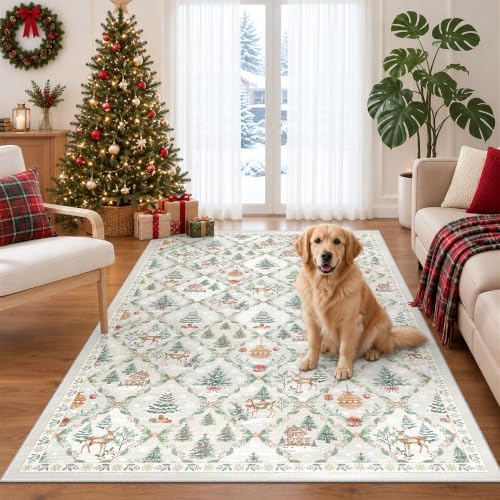 3x5 Christmas Non-Slip Area Rug by Soalmost