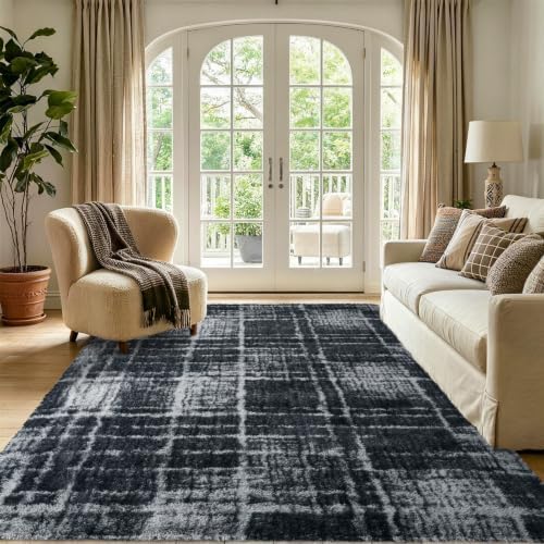 5x7 Grey Fluffy Soft Area Rug Non-Slip - Image 2