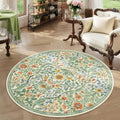 Round Rug 4ft Floral Circle Rug Green Botanical Indoor Area Rugs by NakedCloud