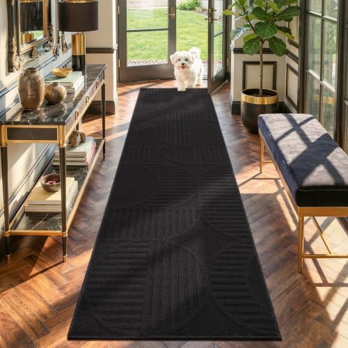 Findosom Hallway Runner Rug 2x10 Geometric High-Low Textured Runner - Image 3
