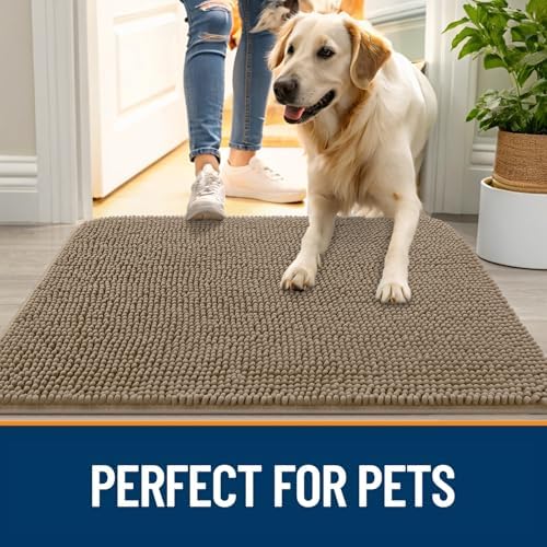 OLANLY Dog Door Mat for Muddy Paws 35x24, Super Absorbent Chenille Mud Mat - Image 6