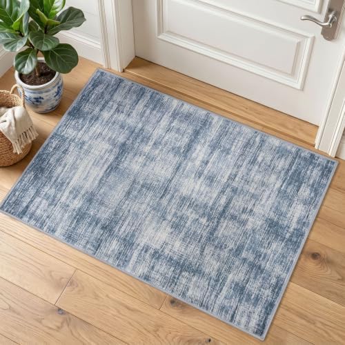 KOZYFLY Abstract Entryway Rug 2x3 Washable Door Mat Indoor Dusty Blue by KOZYFLY