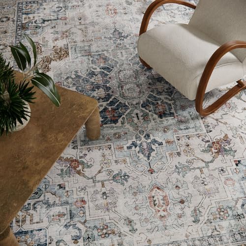 5x7 Area Rugs for Living Room: Washable Bedroom Rug Boho Vintage Rugs Stain - Image 4