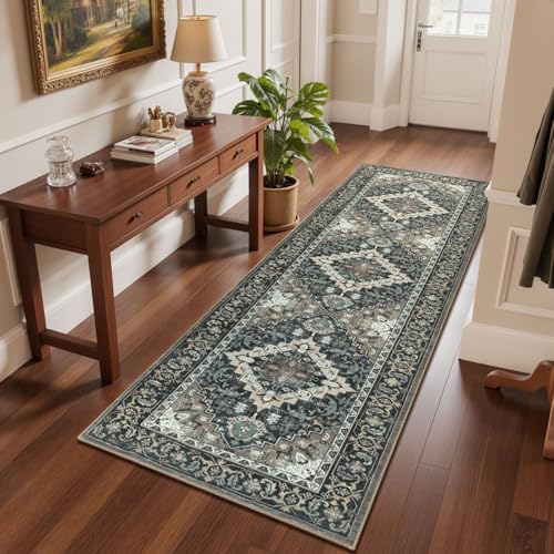 Lessymo Runner Rug 2.6 x 8 for Hallway, Washable Entryway Rugs Black Brown by Lessymo