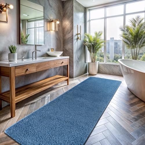 Area Rug 2x5 Blue Runner Washable Indoor Rug Ultra Plus Thick Pile Solid Non - Image 4