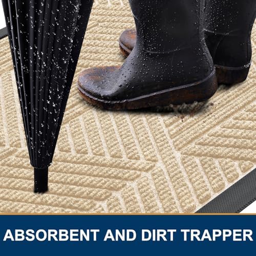 Smiry Front Door Mat Outside Entrance, Low Profile Rubber Doormat - Image 3
