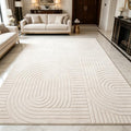 Beige Boho 8x10 Solid Color Area Rugs, Washable Living Room Rug by SWGRTCarpet