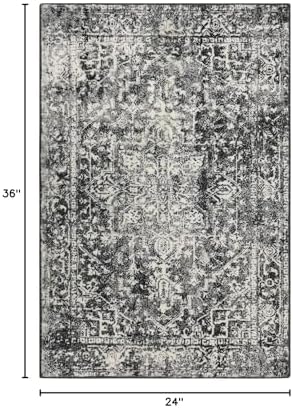 Morebes 2x3 Black Entryway Rugs, Washable Vintage Bathroom Rug Non Slip Indoor - Image 2