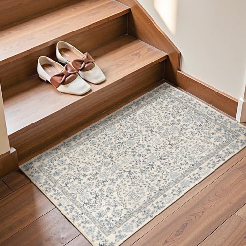 jinchan 2x3 Washable Entryway Area Rug, Floral Non-Slip - Image 3