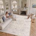 6x9 Beige Apricot Area Rug Vintage Carpet by WondRg