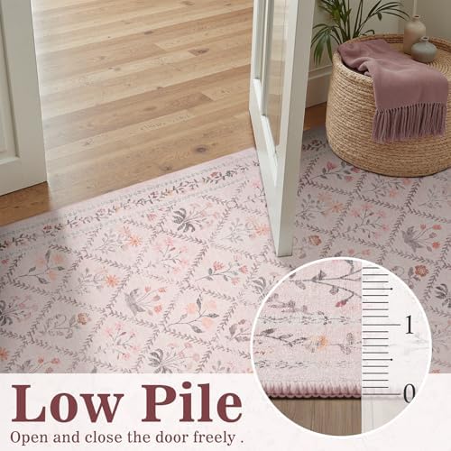 DCX Washable 4x6 Pink Floral Rug - Image 6
