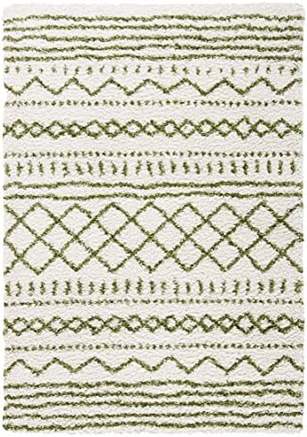 SAFAVIEH Arizona Shag Rug 4'x6', Soft Plush Boho Ivory & Green ASG741Y - Image 3