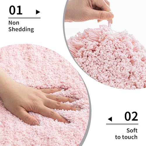 Disolla Pink Bathroom Runner Rug 24x70, Plush Extra Large Bath Mat - Image 4