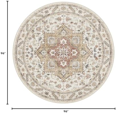 cotiled 8ft Round Living Room Area Rug, Traditional - Image 2