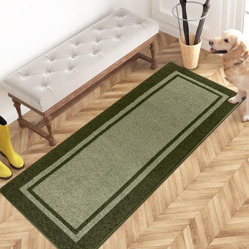 PURRUGS Hallway Runner Rug, Budding Green & Sage Green by PURRUGS