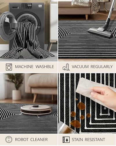 Washable 4x6 Rug Modern Abstract Area Rug - Image 6