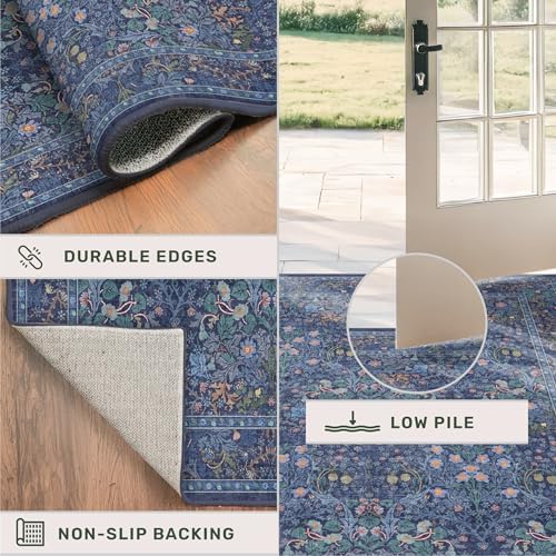 Vintage Dark Blue 3x5 Area Rugs - Image 4