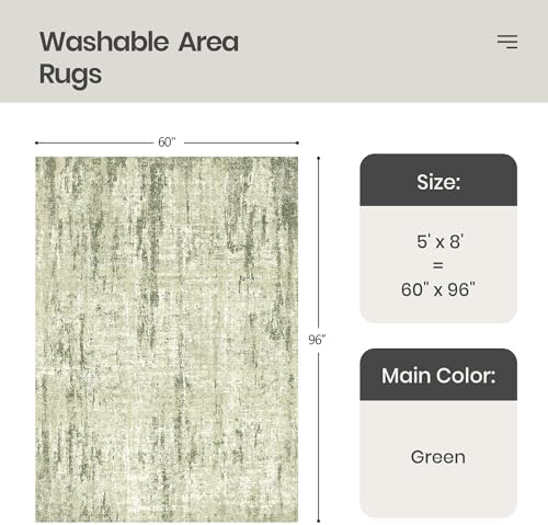 Valenrug 5x8 Area Rug, Abstract Large Washable Rugs - Image 2