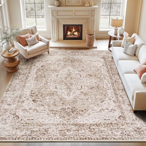 Lofus 8x10 Area Rugs for Living Room Bedroom Vintage Beige Brown by Lofus