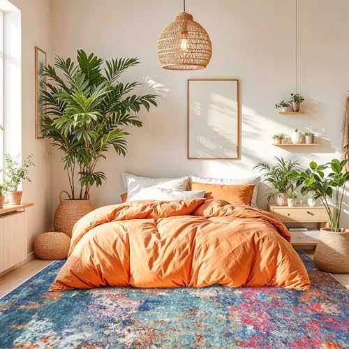 8x10 Abstract Washable Rug: Large Area Rugs - Image 2