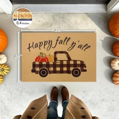 Fall Door Mat, Non Slip Front Porch Pumpkin Welcome Mat 24"x36" - Image 2