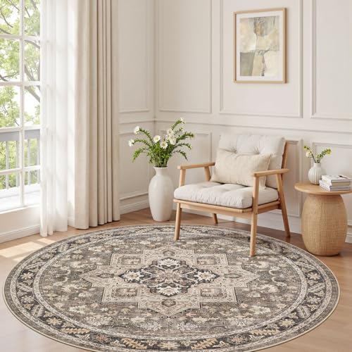 cotiled 6ft Round Living Room Area Rug, Traditional by COTILED