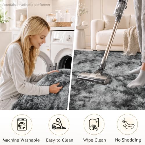 Ophanie Tie-Dyed Grey Area Rugs 8x10 - Image 6