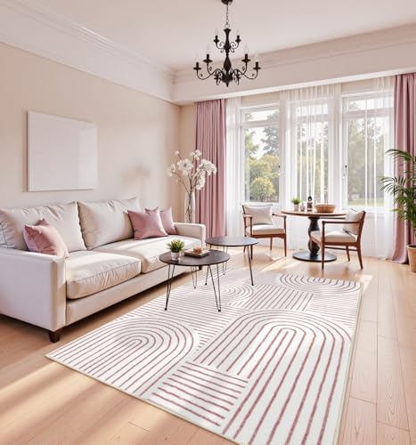 Lahome Abstract Pink and White Rugs - Image 5