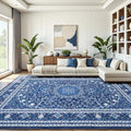 9x12 Area Rugs for Living Room, Washable Non-Slip Rug, Oriental Dark Blue by Lofus