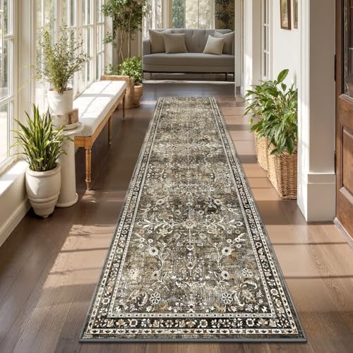 Yamaziot 2x8 Washable Hallway Runner Rug Non Slip Floral Carpet by Yamaziot