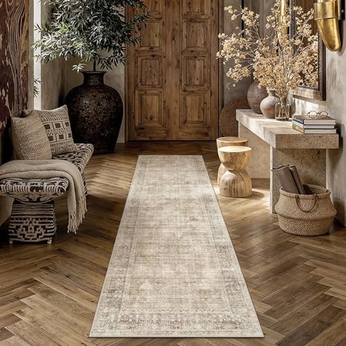 HUGEAR Beige 3x8 Neutral Runner Rugs by HUGEAR