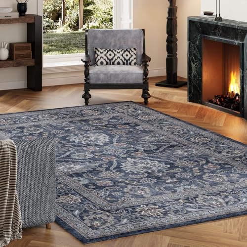 4x6 Grey Blue Washable Area Rug by Unknown