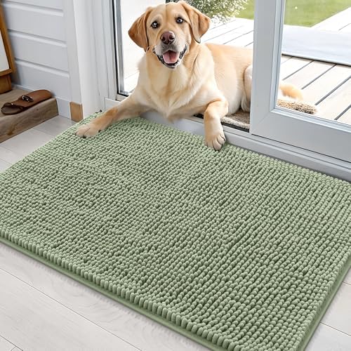 OLANLY Dog Door Mat for Muddy Paws 35x24, Super Absorbent Chenille Mud Mat by OLANLY