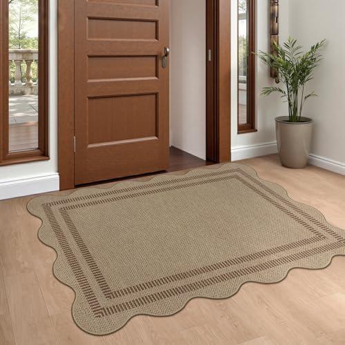 Easy Jute Front Door Mat, 2.6x4 Washable Entryway Rug Non Slip Small Kitchen Rug - Image 3