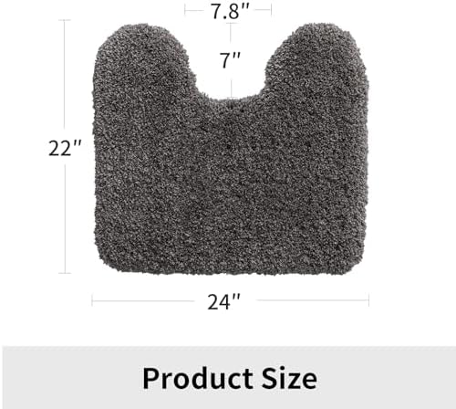 Disolla Toilet Rug 22x24 Dark Grey, Soft Toilet Mat U-Shaped Washable - Image 2