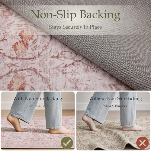 JOLLYVOGUE 3x5 Washable Rug, Vintage Floral Area Rug - Image 4