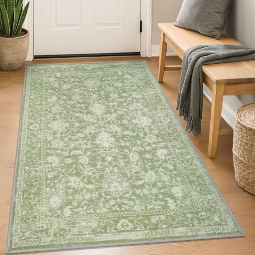 KILOCOCO Area Rug 3x5 Washable Entryway Rug Kitchen Rugs, Sage Green by Kilococo