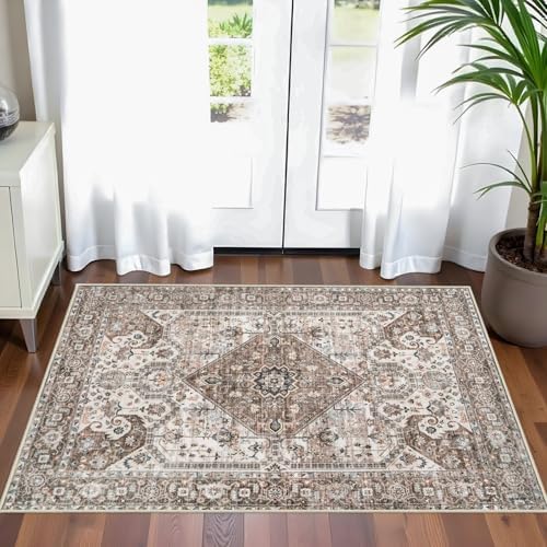 Washable 2x3 Entryway Area Rug: Vintage Non-Slip Backing Rugs - Image 2