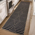 Lahome Maze Lines Washable Kitchen Runner Rug, 2x8 Black Outdoor Runner Rug by Lahome