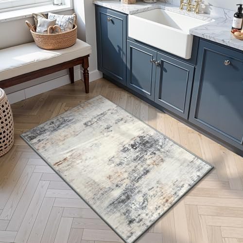 Toneed Washable 2x3 Grey/Brown Area Rug - Image 2