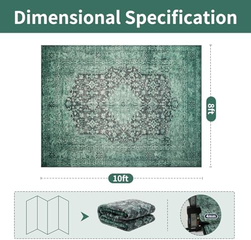 8x10 Green Washable Area Rugs for Living Room, Dining Room - Image 2