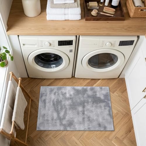 2x3 Tie-dye Light Grey Area Rug Washable Non-Slip - Image 4